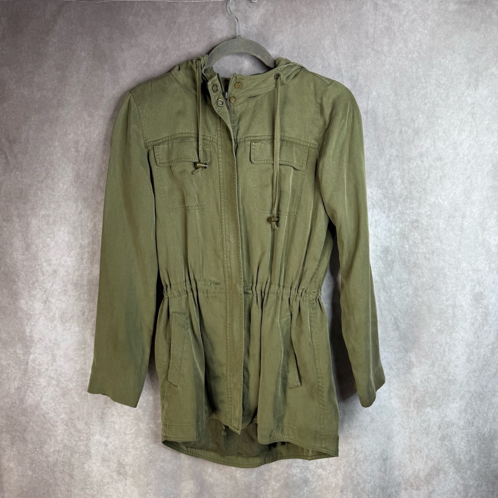 Eileen Fisher Utility Tencel Zip Closure Snap Buttons Pockets Jacket Size XS Pet
